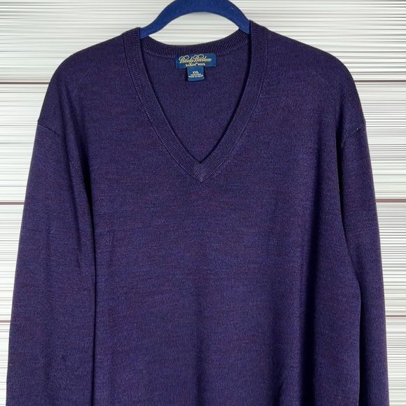 Brooks Brothers Other - Brooks Brothers Saxxon Fine Merino Wool Purple V-neck Sweater Pullover XXL
